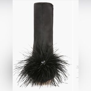 Sam Edelman Black satin Feathered Heeled Boots